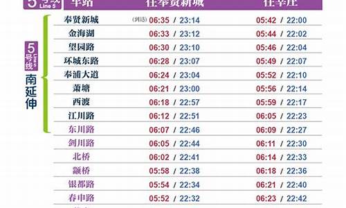 5号线地铁时刻表_5号线地铁时刻表查询